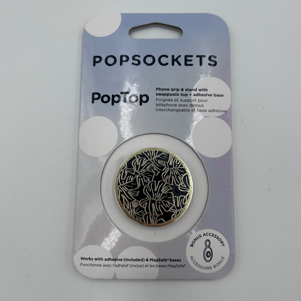 PopSockets PopTop Enamel Monstera Black Gold Swappable Phone Grip 807745 New
